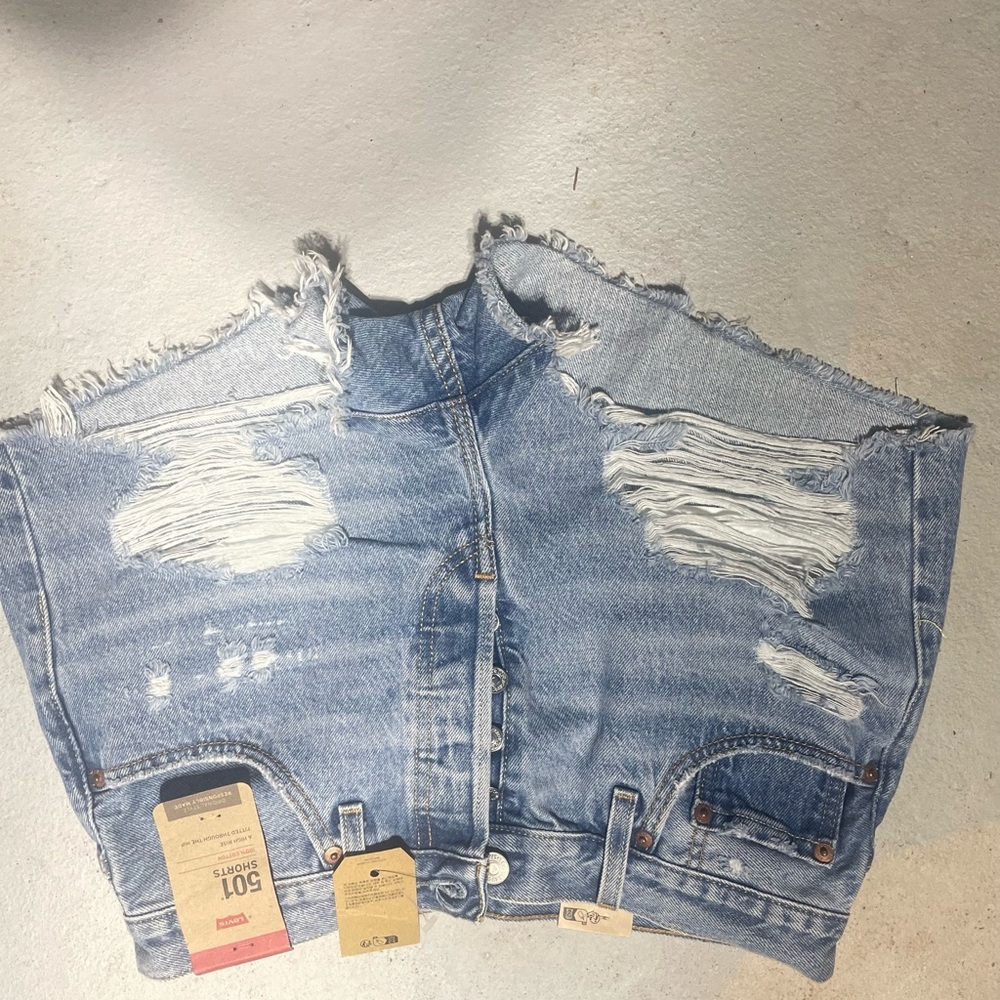 Levi's 501 Distressed Jean Shorts-NWT! - Picture 7 of 9